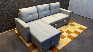 Sofá Pau Gris Claro Moderno de Tela de 3 Plazas