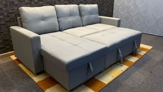 Sofá Pau Gris Claro Moderno de Tela de 3 Plazas