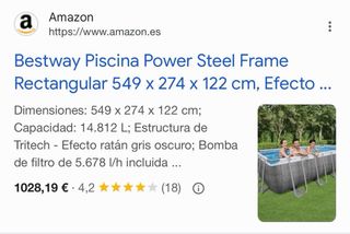Bestway Piscina Rectangular 549x274x122 cm, Ratan