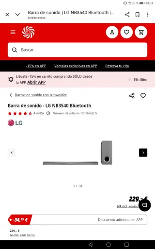 Barra de Sonido LG 320W Inalámbrica Bluetooth