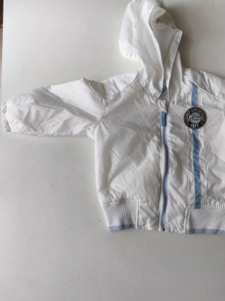 Giacca Benetton bianca con dettagli azzurri