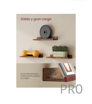 Scaffali a Parete Appendibili, Set di 3, Scaffali Galleggianti, Larghezza 38 cm, con Bordi Alti, per Cornici Fotografiche, Decorazione, Spezie, per Cucina, Soggiorno, Marrone Rustico LWS037X01