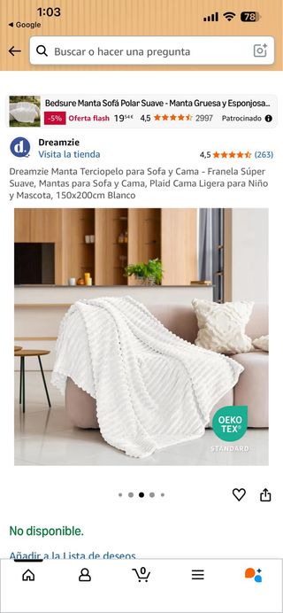 Manta terciopelo Dreamzie 150x200cm