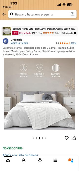 Manta terciopelo Dreamzie 150x200cm