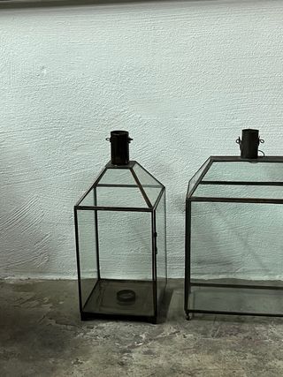 Conjunto 4 faroles marroquíes metal y cristal