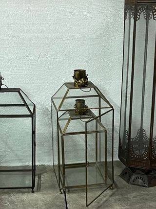 Conjunto 4 faroles marroquíes metal y cristal