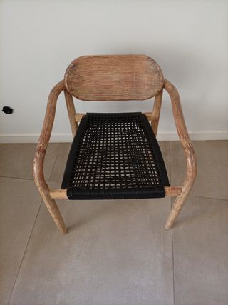 Silla Naele Sklum Madera y ratan negro