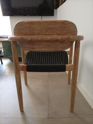 Silla Naele Sklum Madera y ratan negro