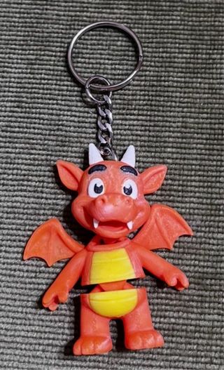 Llavero Dragón 3D Naranja y Amarillo