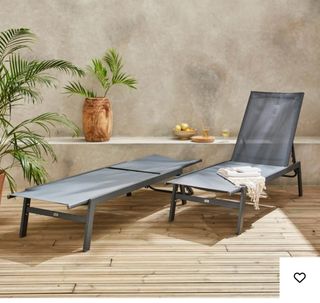 Tumbonas de jardín grises (2 unidades)