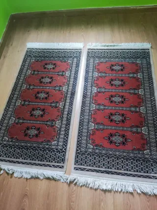 Lote de 2 Alfombras Lana Virgen Beige/Rojo