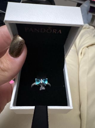 Anillo Pandora Corazón Azul Plata