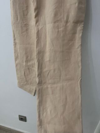 Pantalón de lino beige Carolina Herrera