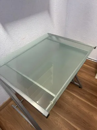 Mesa escritorio cristal y metal 90x68 cm