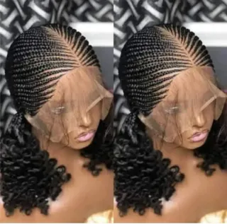 Peluca trenzada con extensiones rizadas