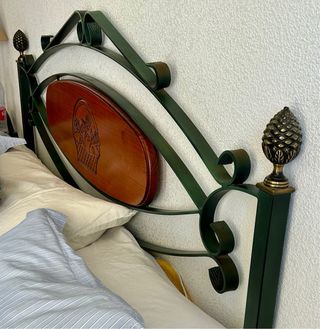 Cabecero cama 160x130cm matrimonio madera y metal