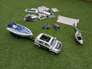Playmobil Policía: Coche, Barco, Helicóptero
