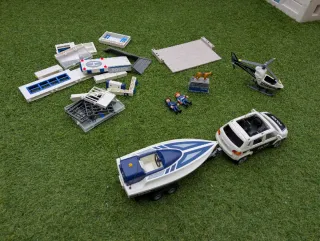 Playmobil Policía: Coche, Barco, Helicóptero