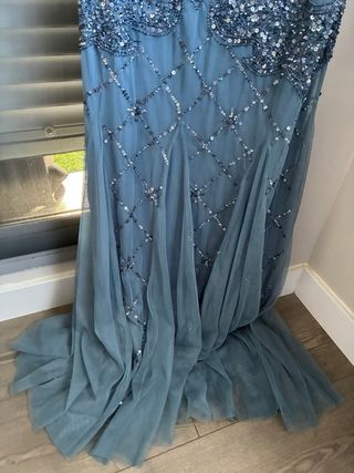 Vestido largo fiesta lentejuelas azul