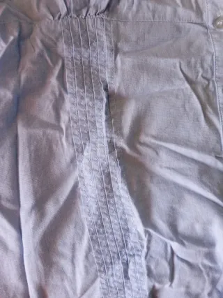 Camisa corta mujer botones azul