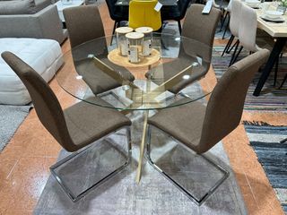 Mesa cristal redonda + 4 sillas comedor