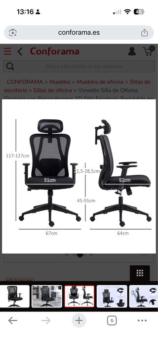 Silla ergonómica Vinsetto Conforama