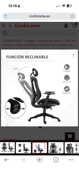 Silla ergonómica Vinsetto Conforama