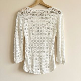 Talla S - Jersey calado blanco boho