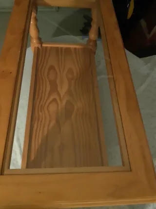 Mesita de centro madera pino y cristal