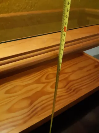 Mesita de centro madera pino y cristal