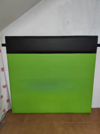 Cabecero Cama Tapizado Negro y Verde