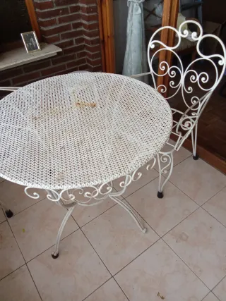 Mesa y Sillas Jardín Metal Blancas