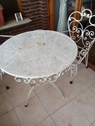 Mesa y Sillas Jardín Metal Blancas