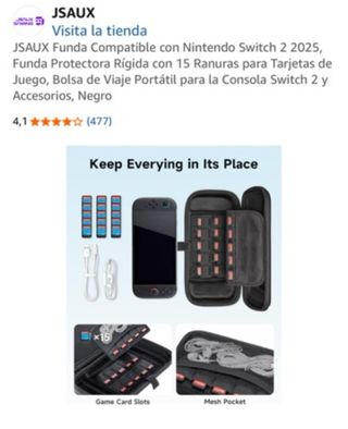 JSAUX Funda Compatible con Nintendo Switch 2 2025