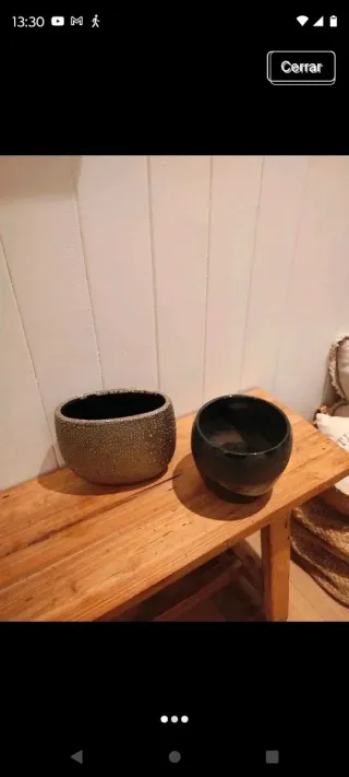 2 Macetas de Cerámica Dorada y Negra