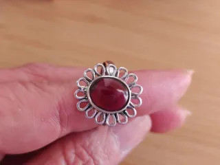 Anillo Plata 925 Granate Talla 17