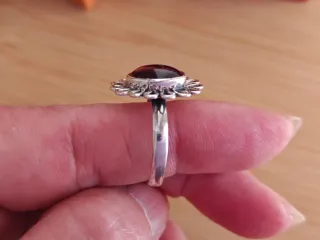 Anillo Plata 925 Granate Talla 17