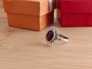 Anillo Plata 925 Granate Talla 17