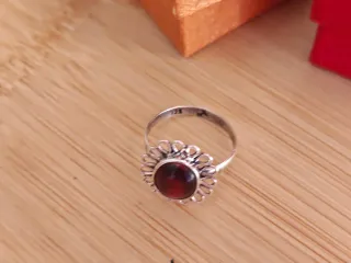 Anillo Plata 925 Granate Talla 17