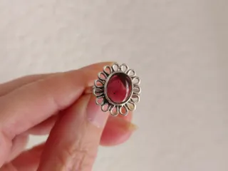 Anillo Plata 925 Granate Talla 17