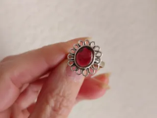 Anillo Plata 925 Granate Talla 17