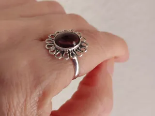 Anillo Plata 925 Granate Talla 17