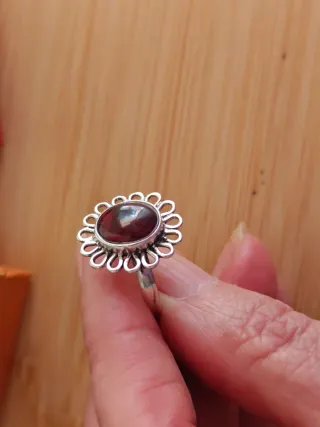 Anillo Plata 925 Granate Talla 17