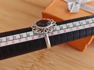 Anillo Plata 925 Granate Talla 17