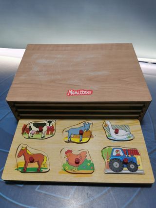 Juguete infantil, juego infantil NENITTOS, caja de madera