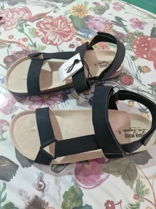 Chanclas efecto piel hombre negras talla 44