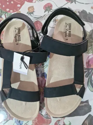 Chanclas efecto piel hombre negras talla 44