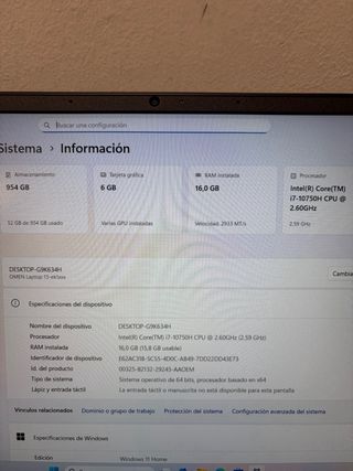 Portátil Gaming HP OMEN i7 RTX 3060 Alemán