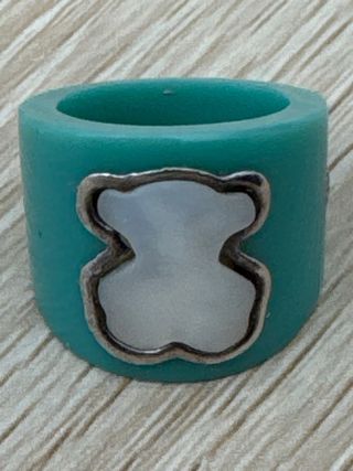 Anillo Tous Oso Plata y Turquesa