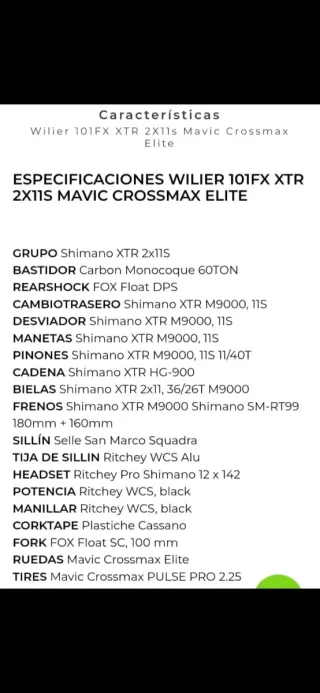 Bicicleta Wilier TRiestina de Carbono FX101